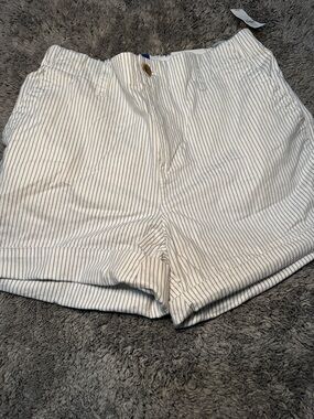 Old Navy White Shorts with Navy Pinstripes